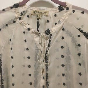 DEMOCRACY boho embroidered chiffon size L